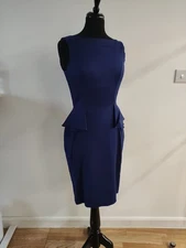 Closet Dress UK10 Mid Blue Sleeveless  Scoop Neck Peplum