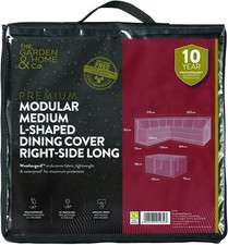 L-förmige modulare Outdoor Garten Essgruppe & Tisch Abdeckung rechte Seite lang schwarz