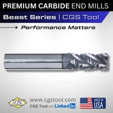 5/8" Carbide End Mill 4 Flute AlTiN High Performance Rougher - USA