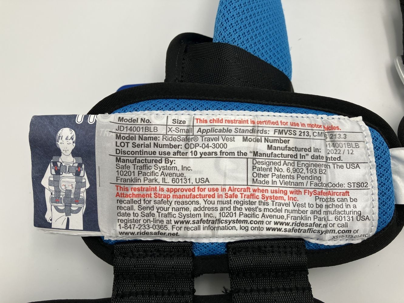 RideSafer - (XS) Blue, Lightweight, Compact, Portable Car Seat, 2+ JD14101BLB