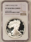 1989-S $1 PROOF AMERICAN SILVER EAGLE, 1 OZ .999 – NGC PF-70 ULTRA CAMEO
