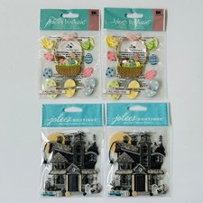 JOLEE'S BOUTIQUE 3-D Stickers Easter Eggs with Basket Haunted House 4 pack NEW