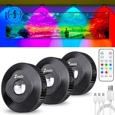 zeadio Puck Schrankleuchten mit Fernbedienung, wiederaufladbare LED 3er Pack