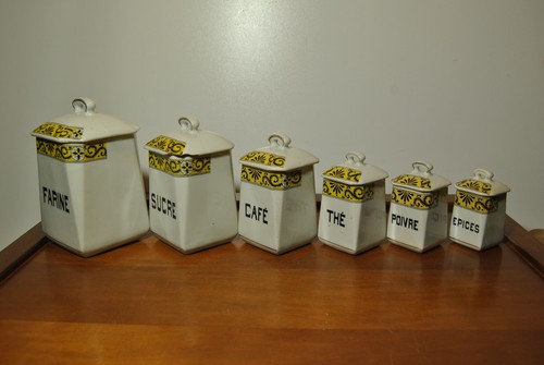 Set Ceramic Porcelain Vintage Pot Box Jars Spice Storage Kitchen - Picture 18 of 23