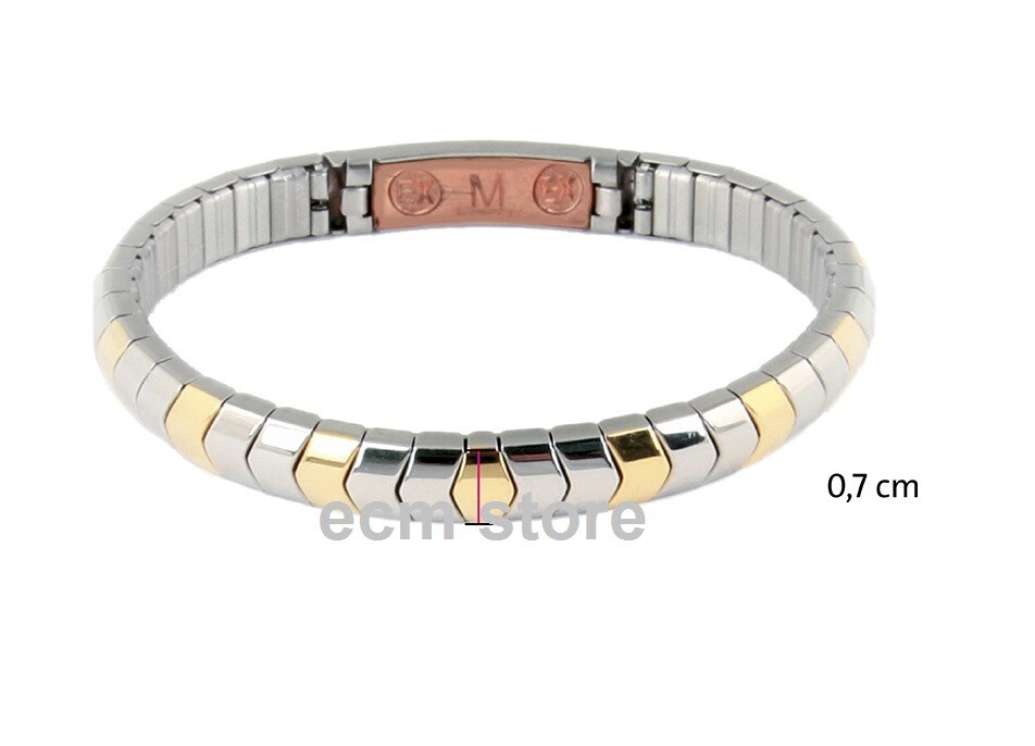 Bracelet ENERGETIX bicolore jonc souple chevrons taille M, le bijou d'une vie