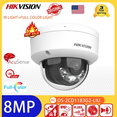 Hikvision Smart Hybrid Light 4K 8MP ColorVu IR IP Camera DS-2CD1183G2-LIU Dome
