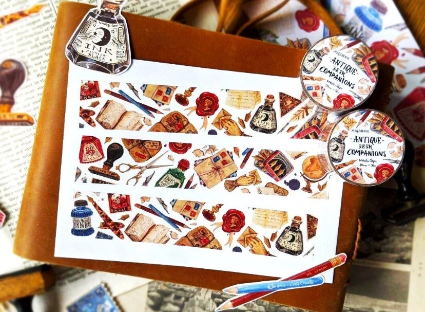 Escritorio antiguo washi tape 30mm x 10m Foto 2 de 4