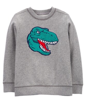 Carter's Little Boys Dinosaur Fleece Pullover Sweatshirt Sz 7 NWT