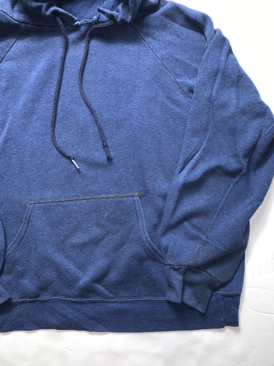 Vintage 1960s Hoodie S Navy Blue USA College Sweatshirt Rare