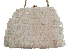 Vintage White Sequence Beaded Purse By Le Jule