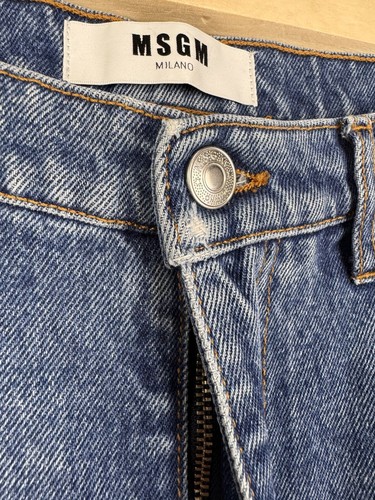 Pantalones de mezclilla MSGM Milano azules rectos elásticos con cremallera cómodos talla 50 - Imagen 11 de 22