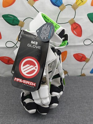MAVERIK M3 LACROSS GLOVE WHITE  WITH TAGS SIZE MEDIUM 12 RIGHT HANDED