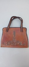 Antique Arts Crafts Volland Hand Tooled Leather Handbag Purse