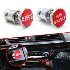 Auto Trim EJECT + FIRE MISSILES Glossy Red Cigarette Lighter Plug Cover Buttons