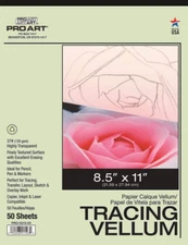 PRO ART Tracing Paper Pad, 8x11 in - 50 Sheet Tape Bound - Highly Transparent