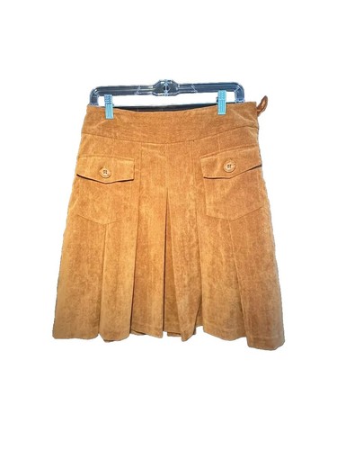 Corduroy Pleated Skirt Size 8 Academia Preppy Retro Soft Pockets Knee Length