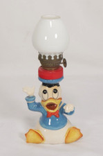 Ultra seltene Vintage Walt Disney Keramik Donald Duck Öllampe Glasschirm