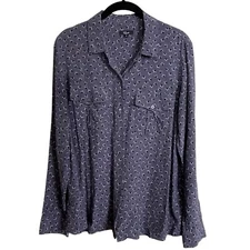 Rails Rhett Midnight Stars Gray Blue Button Up Long Sleeve Size M