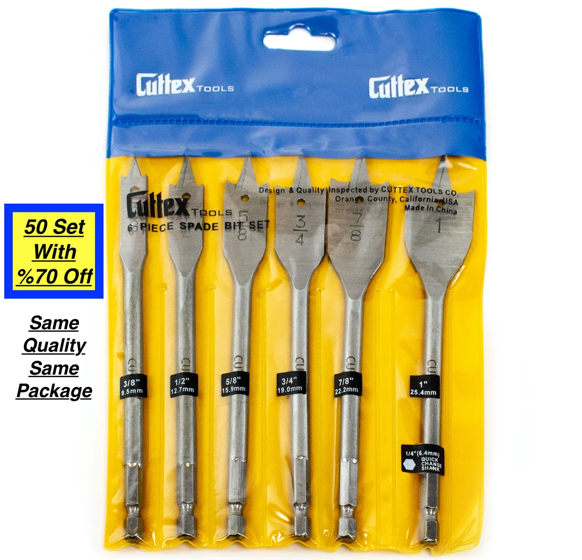 DeWALT DW1587 Spade Bit Set, HeavyDuty, 6Piece, Carbon, 49 OFF