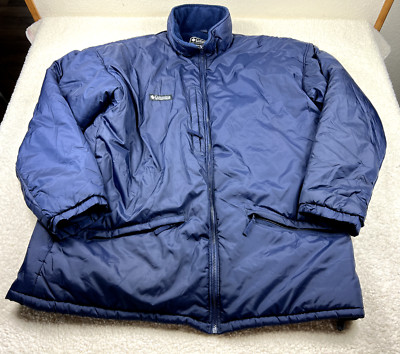 Vintage Columbia L.L Bean Full Zip Puffer Jacket Mens XXL Tall Blue Mock Neck