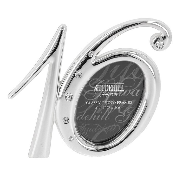 Brand New & Boxed : Silver Diamante Birthday Frame : 16th Birthday