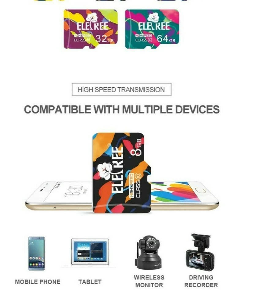 Tarjeta de memoria EleTree alta velocidad Micro SD Full HD clase 10 UHS-1 U3 64 GB 128 GB Foto 2 de 4
