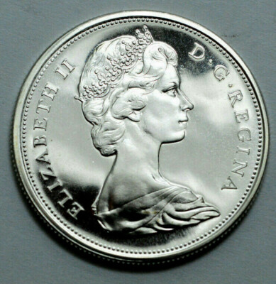 1867-1967 PROOF LIKE CAMEO CANADA SILVER 50 CENTS ELIZABETH II