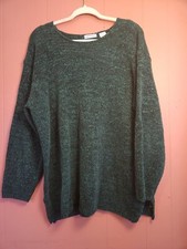 Vintage Woman s Ship 'N Shore Green Knit Sweater Acrylic Pullover Sz L