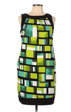 ALYX Petites Women's 12P Black-Green-Block-Sheath-Sleeveless DRESS
