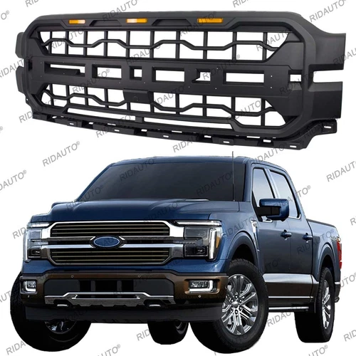 Black Front Grille Bumper Grill With Yellow LED Lights Fits For F150 2024 2025 - Foto 8 di 9
