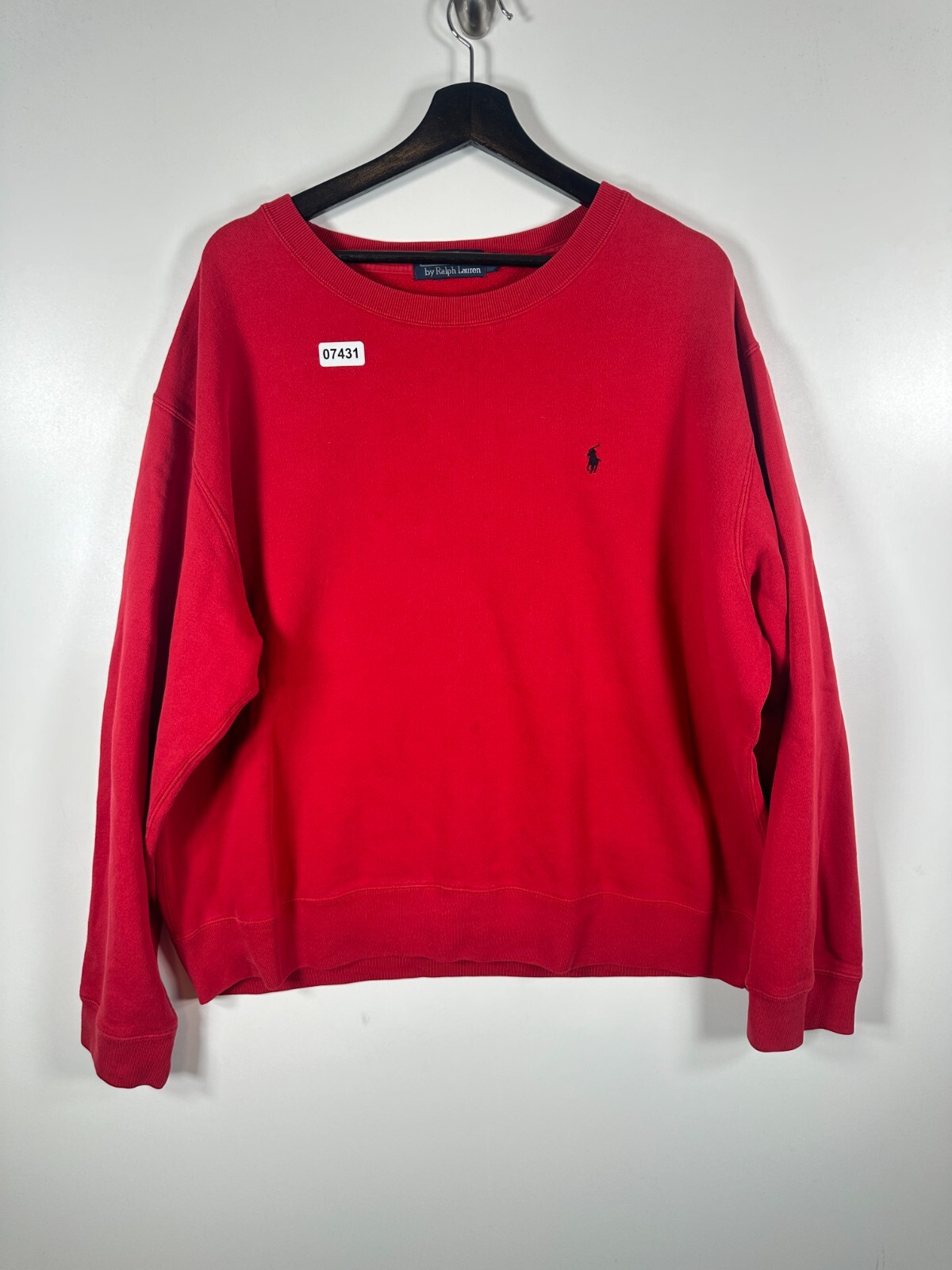 Vintage Polo Ralph Lauren uomo pullover felpa pile piccolo pony rosso taglia XL 29x28