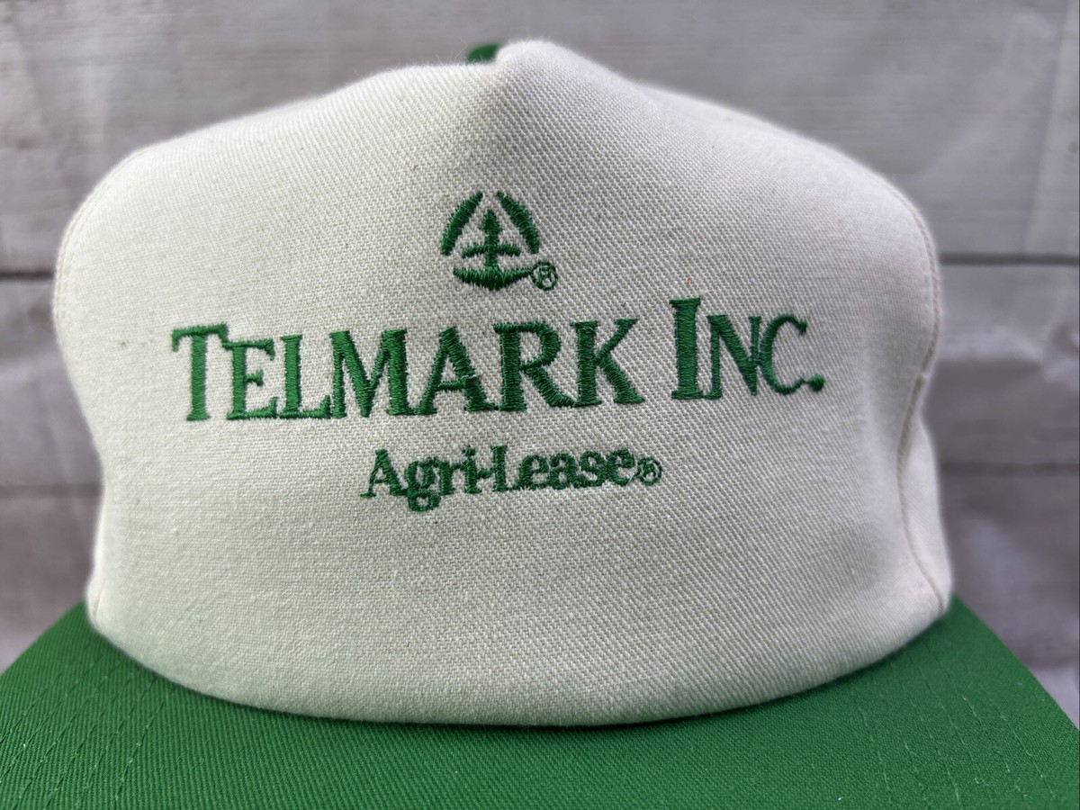 Vintage Telmark Inc Agri-Lease Hat Cap SnapBack White W/ Green Bill And Letters View 3