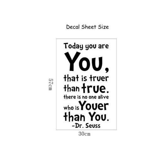 Dr Seuss Quote Removable Wall Stickers Decals 'Today You are You' Wall Art AU - Picture 6 of 6
