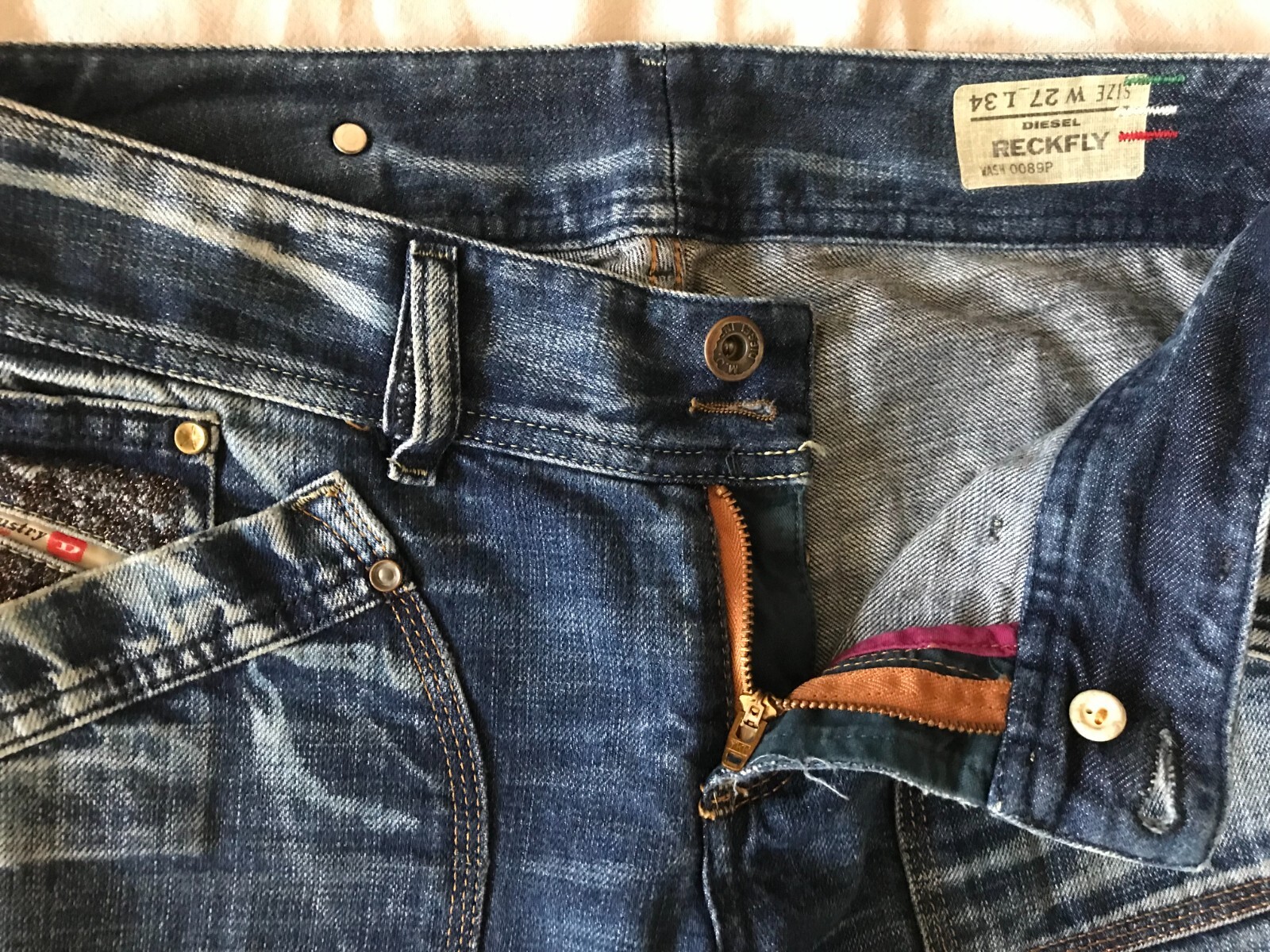DIESEL INDUSTRY WOMEN'S JEANS RECKFLY 27x34 WASH 0089P image 4