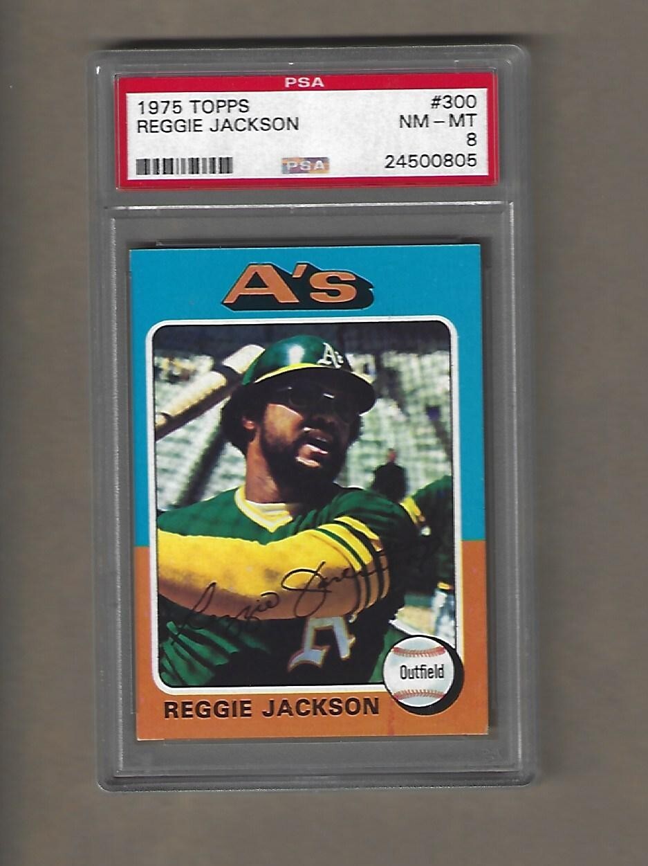 1975  TOPPS   REGGIE  JACKSON  #  300     PSA   8