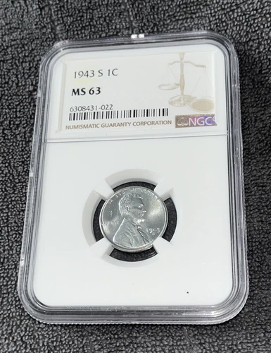 1943 S Steel Lincoln Wheat Penny  NGC MS-63