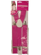 NWT NOVELTY BARBIE HOT PINK SUSPENDERS BY  AMSCAN INC.  FITS BOTH KIDS & ADULTS