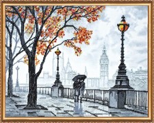 DIY Bead Embroidery Needlepoint Kit "Autumn embankment " Stitching Handmade