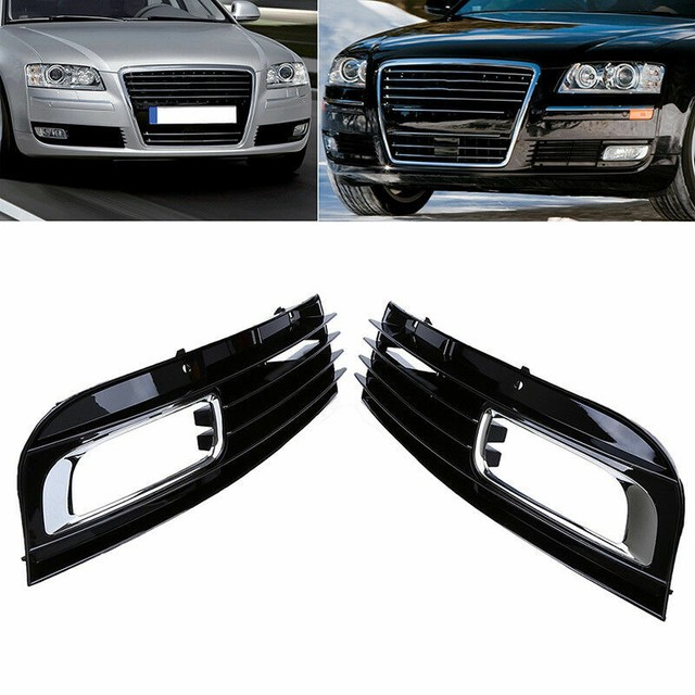 Pair Left & Right Side Front Bumper Fog Light Grille Cover For Audi A8