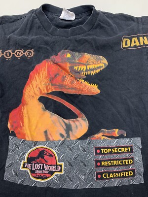 Vintage 1997 Jurassic Park The Lost World Youth Kids Shirt Medium