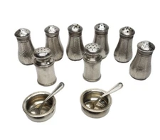 Vintage Antique Sterling Silver Salt Pepper Shakers Lot Salt Cellar With Spoons