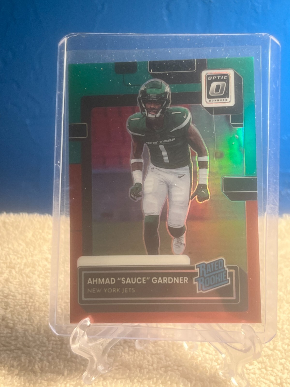 2022 Donruss Football Ahmad "Sauce" Gardner Rated Rookie Optic Preview Red/Green