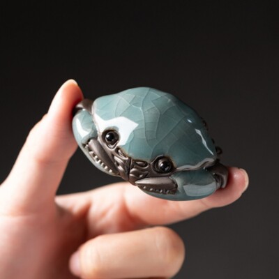 Crab Statue Small Size Yixing Zisha Crackle Glaze Porcelain Tea Pet Ornament New
