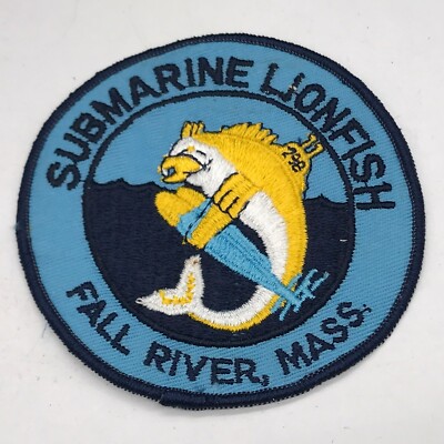 VINTAGE SELTEN US U-BOOT LÖWENFISCH FALL RIVER MASS ORIGINAL PATCH / ABZEICHEN 