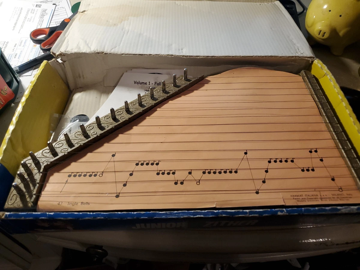 VINTAGE JUNIOR ZITHER BY HARBERT ITALIANA MILANO ITALY SONG CHARTS No pick