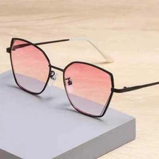 Women Gradient Reading Glasses Metal Oversized PROGRESSIVE Sunglasses Readers