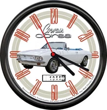 Licensed 1966 White Convertible Chevy Corvair Corsa General Motors Wall Clock