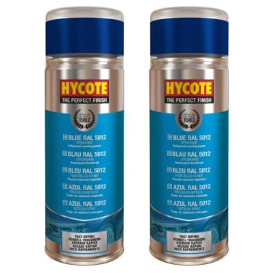 Hycote Blue RAL 5012 schnelltrocknend perfektes Finish Aerosol Sprühfarbe 400ml x2