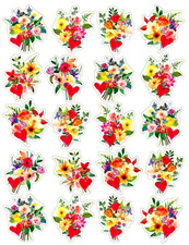 BEAUTIFUL FLORAL BOUQUET FLOWER  HEART STICKERS USA MADE 55C FAST USA SHIPPING