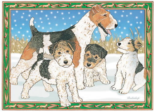 Fox Terrier Wire Christmas Cards Set of 10 cards & 10 envelopes - Picture 1 of 1
